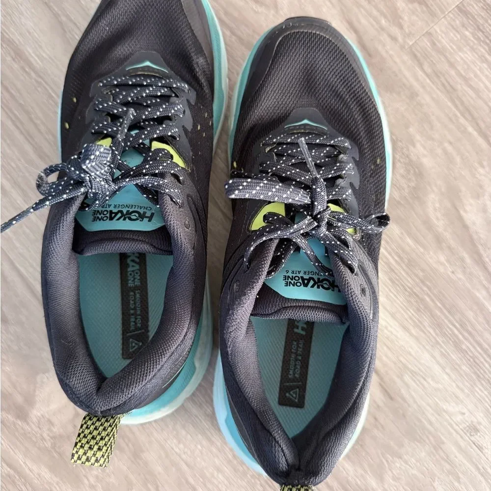 Hoka Women's Black and Teal Athletic Shoes